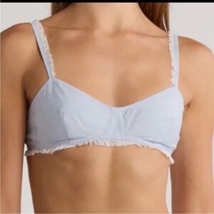 Cult Gaia 6 Top Eza Top Bra Top adjustable frayed Hem in Marine Blue NWT